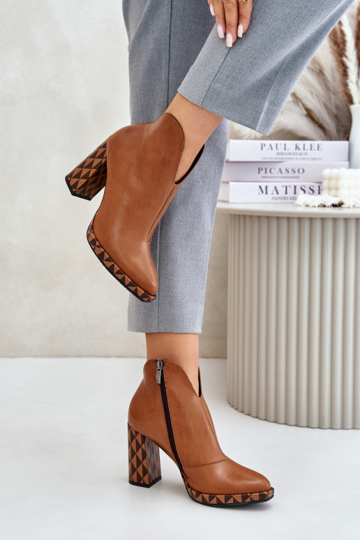 Botines de cuero marrón con tacones Laura Messi 2836