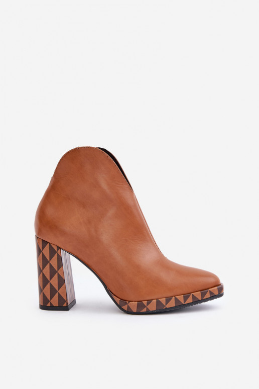 Botines de cuero marrón con tacones Laura Messi 2836