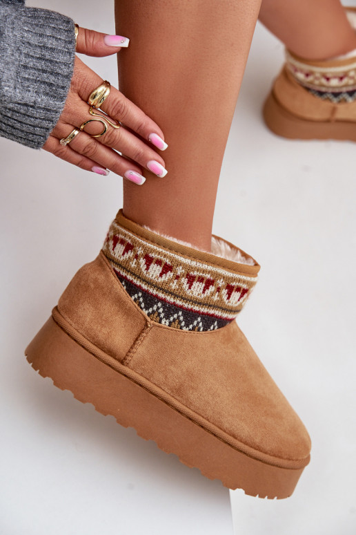 Botas de nieve marrones con patrones y plataforma Avatharia