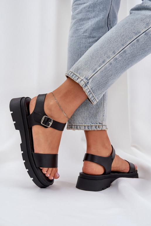 Sandalias negras para mujer con plataforma Evaretha