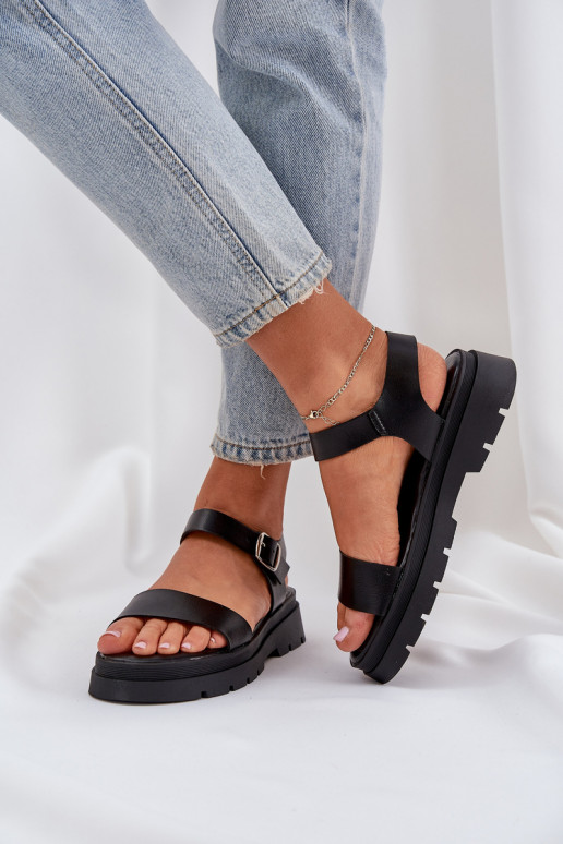 Sandalias negras para mujer con plataforma Evaretha