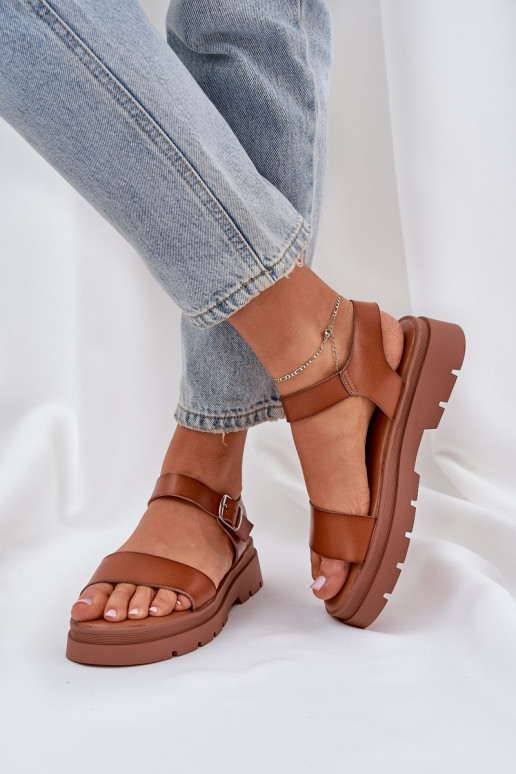 Sandalias marrones para mujer con plataforma Evaretha