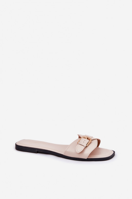 Chanclas planas de mujer con hebillas doradas en arena Esiobb