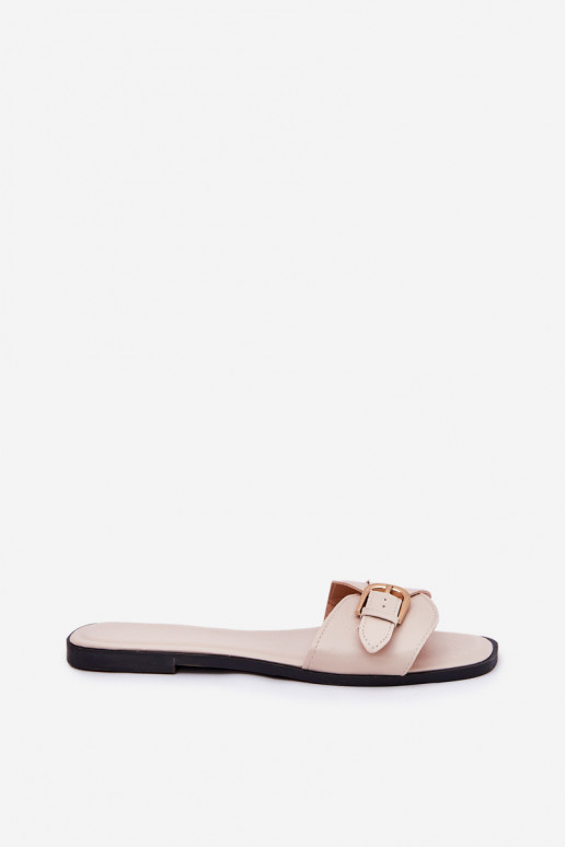 Chanclas planas de mujer con hebillas doradas en arena Esiobb