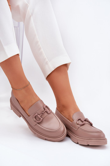 Mocasines de mujer con detalles decorativos en cuero sintético caqui Seftass