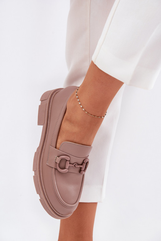 Mocasines de mujer con detalles decorativos en cuero sintético caqui Seftass