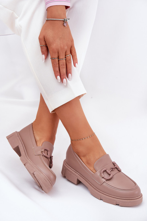 Mocasines de mujer con detalles decorativos en cuero sintético caqui Seftass