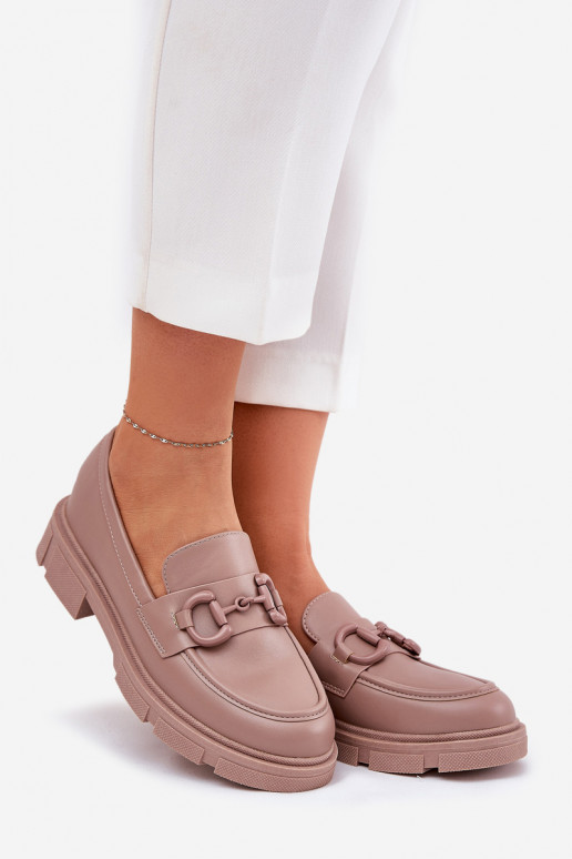 Mocasines de mujer con detalles decorativos en cuero sintético caqui Seftass