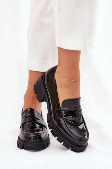zapatos de mujer de charol en tacones gruesos negros Felonith 2
