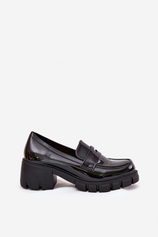 zapatos de mujer de charol en tacones gruesos negros Felonith