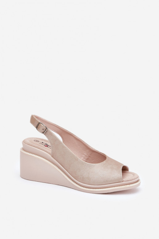 sandalias de cuero para mujer con plataforma doradas S.Barski LR51-539