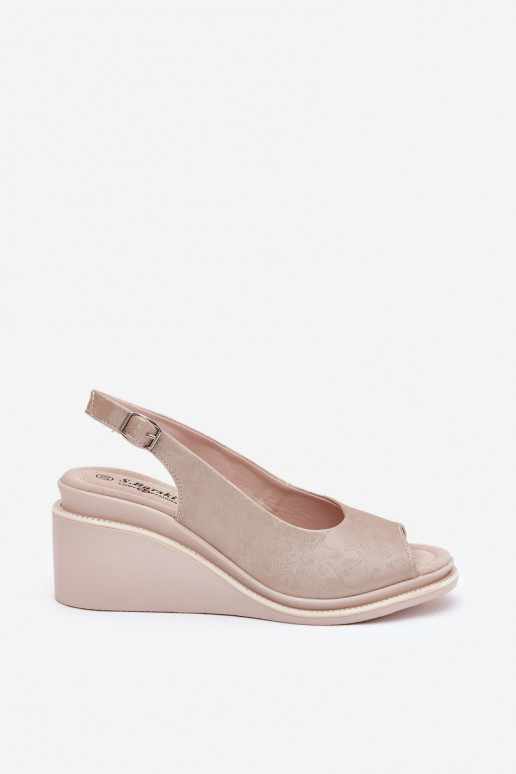 sandalias de cuero para mujer con plataforma doradas S.Barski LR51-539