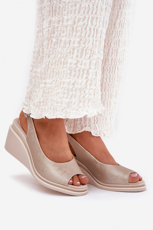 sandalias de cuero para mujer con plataforma doradas S.Barski LR51-539