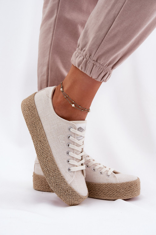 zapatos casuales con plataforma Lee Cooper LCIN-25-02-3284 color marfil