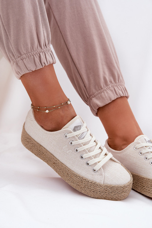 zapatos casuales con plataforma Lee Cooper LCIN-25-02-3284 color marfil