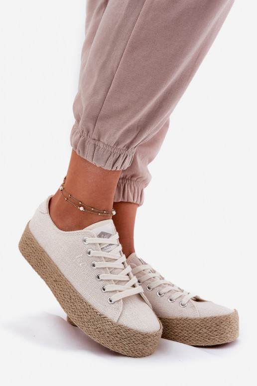 zapatos casuales con plataforma Lee Cooper LCIN-25-02-3284 color marfil
