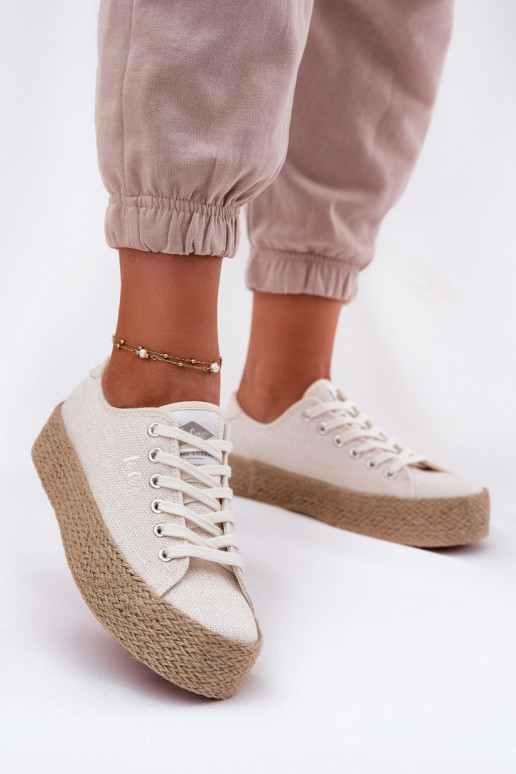 zapatos casuales con plataforma Lee Cooper LCIN-25-02-3284 color marfil
