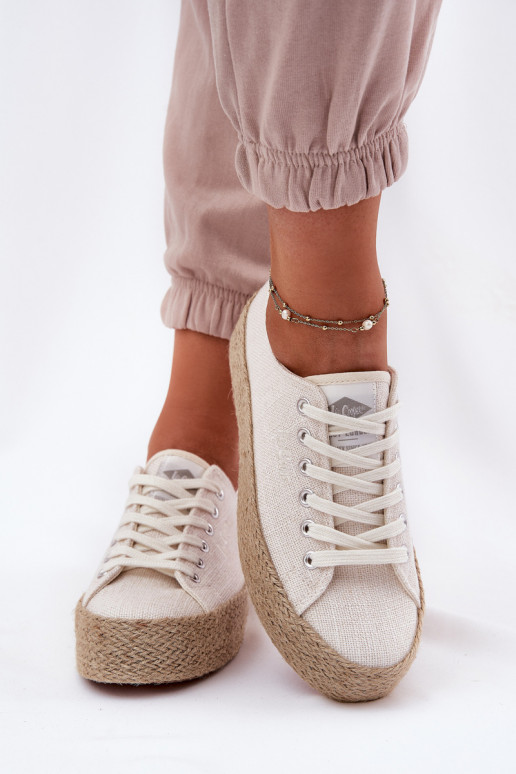 zapatos casuales con plataforma Lee Cooper LCIN-25-02-3284 color marfil