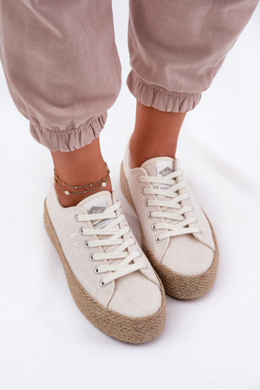 zapatos casuales con plataforma Lee Cooper LCIN-25-02-3284 color marfil