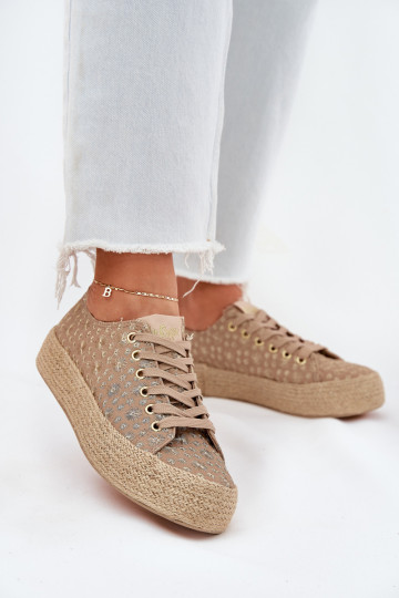 zapatos casuales con estampado y plataforma en caqui Lee Cooper LCIN-25-08-3646L