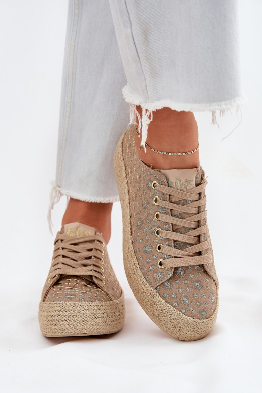 zapatos casuales con estampado y plataforma en caqui Lee Cooper LCIN-25-08-3646L
