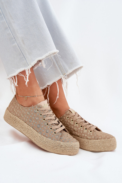 zapatos casuales con estampado y plataforma en caqui Lee Cooper LCIN-25-08-3646L