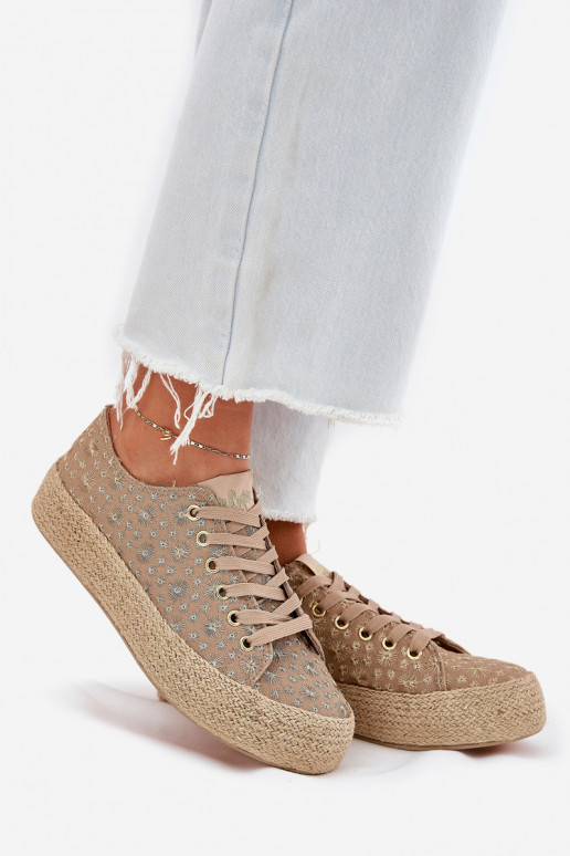 zapatos casuales con estampado y plataforma en caqui Lee Cooper LCIN-25-08-3646L