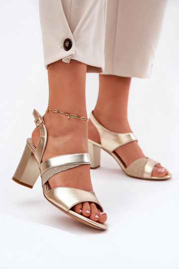 sandalias de mujer de tacón alto doradas Sergio Leone SK866 2