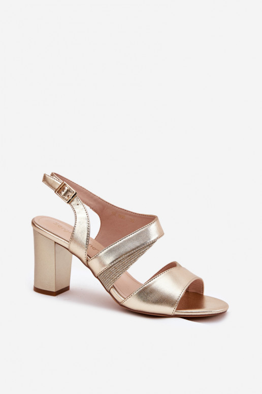 sandalias de mujer de tacón alto doradas Sergio Leone SK866