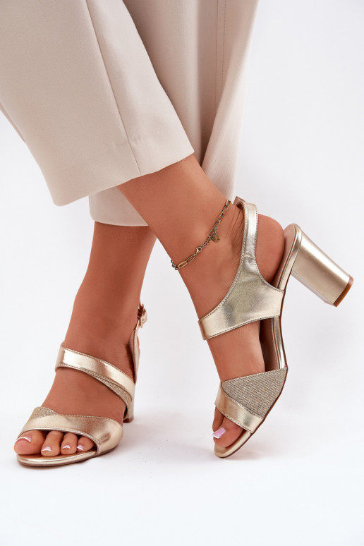 sandalias de mujer de tacón alto doradas Sergio Leone SK866