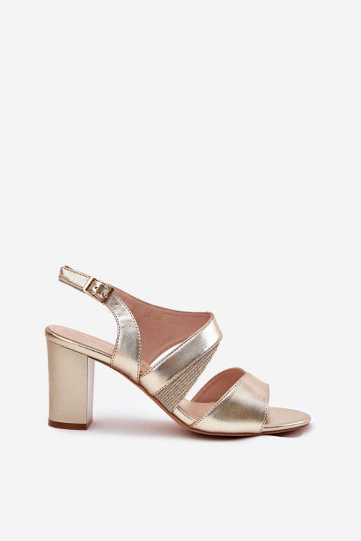 sandalias de mujer de tacón alto doradas Sergio Leone SK866