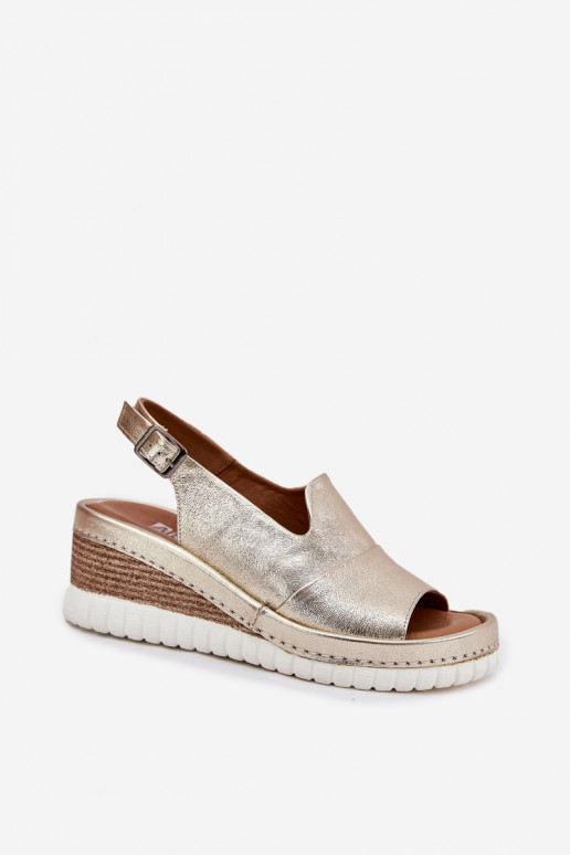 sandalias de cuero para mujer con plataforma doradas Artiker 56C0920