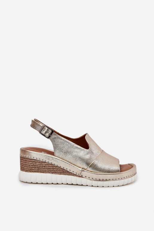 sandalias de cuero para mujer con plataforma doradas Artiker 56C0920