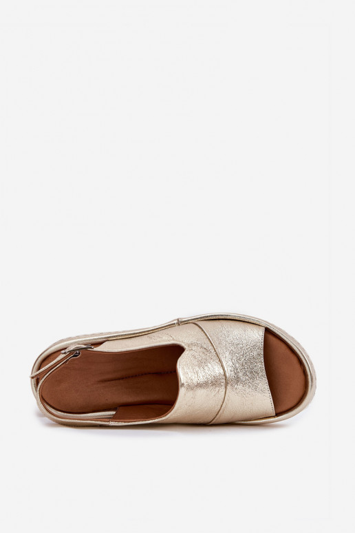 sandalias de cuero para mujer con plataforma doradas Artiker 56C0920