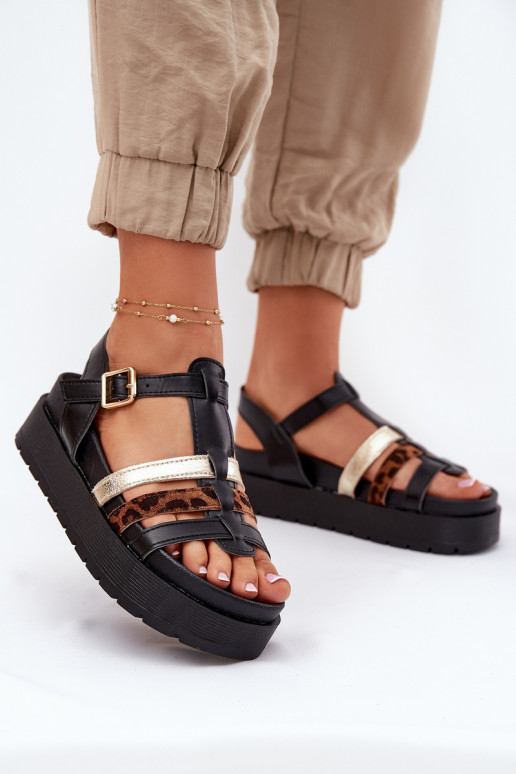 Sandalias de plataforma para mujer con tiras en negro Gallari