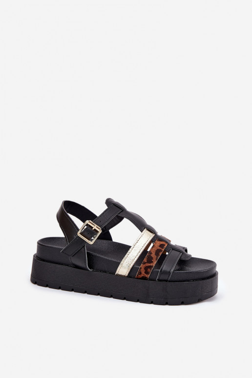 Sandalias de plataforma para mujer con tiras en negro Gallari