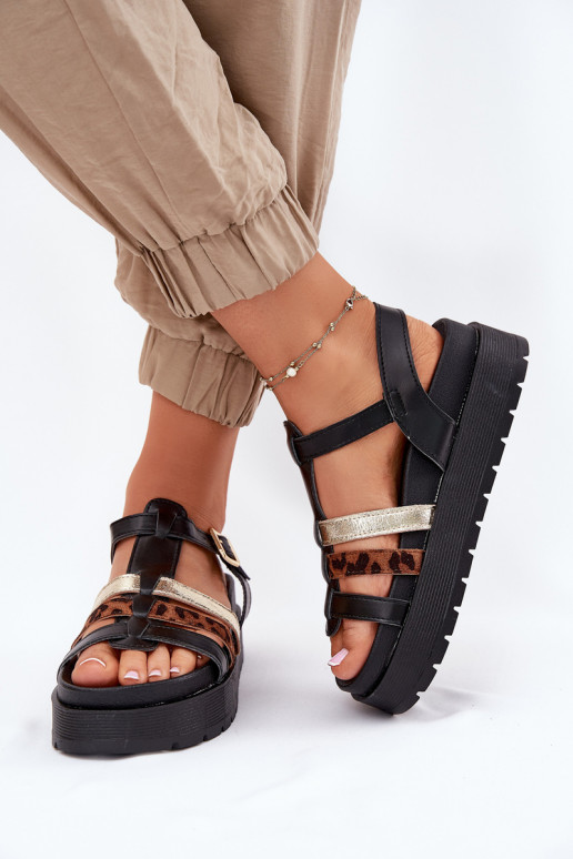 Sandalias de plataforma para mujer con tiras en negro Gallari