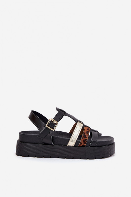 Sandalias de plataforma para mujer con tiras en negro Gallari