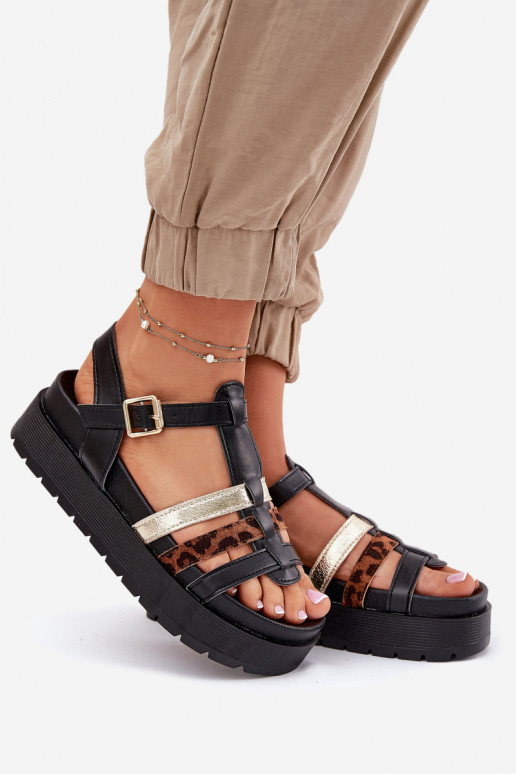 Sandalias de plataforma para mujer con tiras en negro Gallari