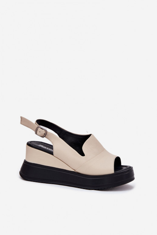 Sandalias de plataforma de cuero para mujer en color arena Artiker 54C0401