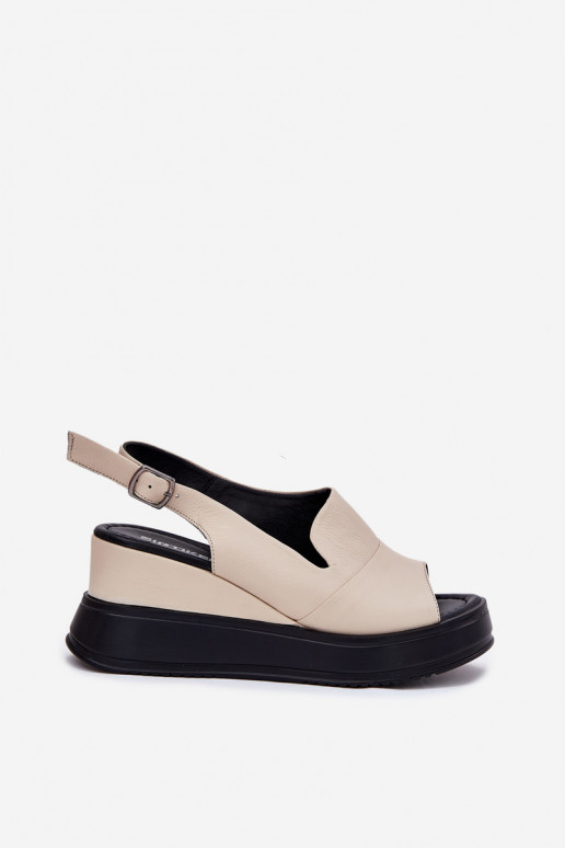 Sandalias de plataforma de cuero para mujer en color arena Artiker 54C0401