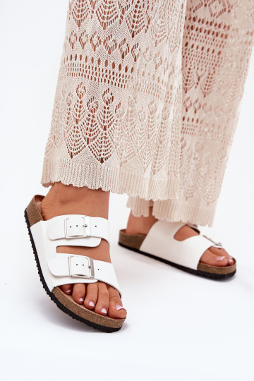 Zapatillas de plataforma para mujer con hebillas en blanco Evisolla