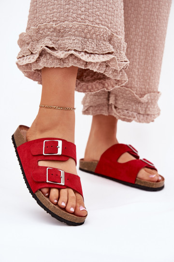 Zapatillas de plataforma para mujer con hebillas en rojo Evisolla 2