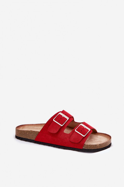 Zapatillas de plataforma para mujer con hebillas en rojo Evisolla