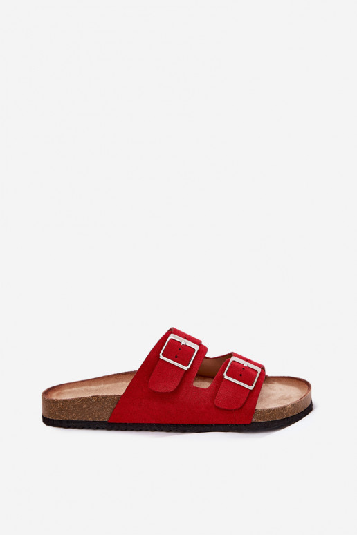 Zapatillas de plataforma para mujer con hebillas en rojo Evisolla