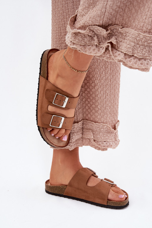 Zapatillas de plataforma para mujer con hebillas en marrón Evisolla
