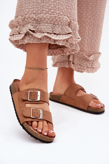 Zapatillas de plataforma para mujer con hebillas en marrón Evisolla 2