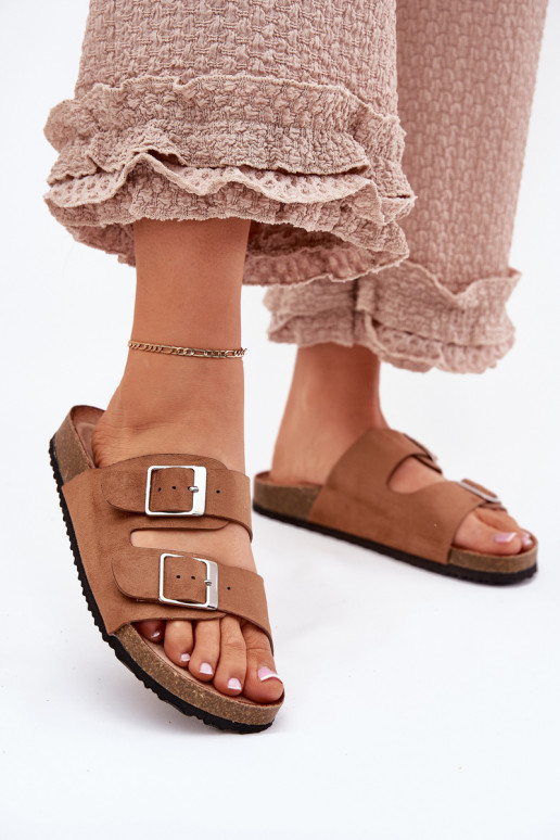 Zapatillas de plataforma para mujer con hebillas en marrón Evisolla