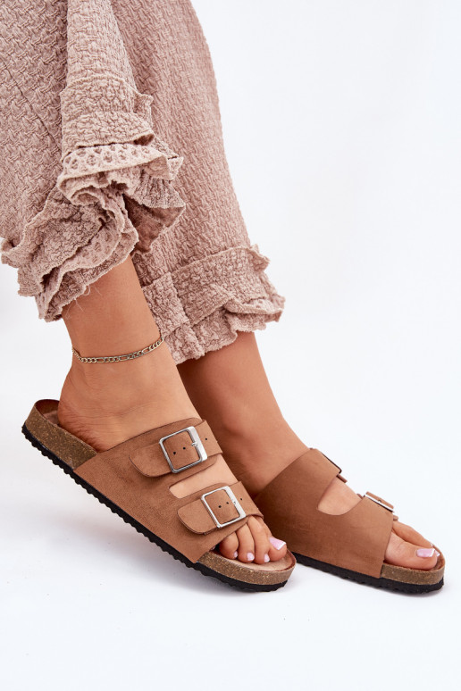 Zapatillas de plataforma para mujer con hebillas en marrón Evisolla