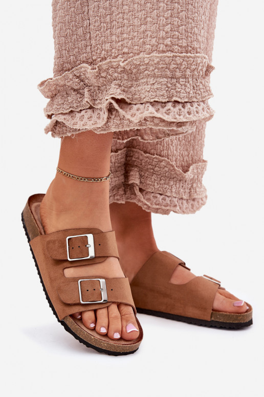 Zapatillas de plataforma para mujer con hebillas en marrón Evisolla